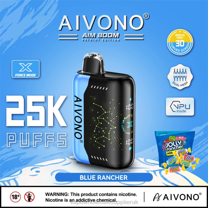 Aivono AIM BOOM 25000 Blue Rancher - LRB4344 Vape Wholesale Supplier