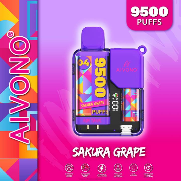 Aivono AIM TANK 9500 Sakura Grape - LRB436 Vape UK Wholesale