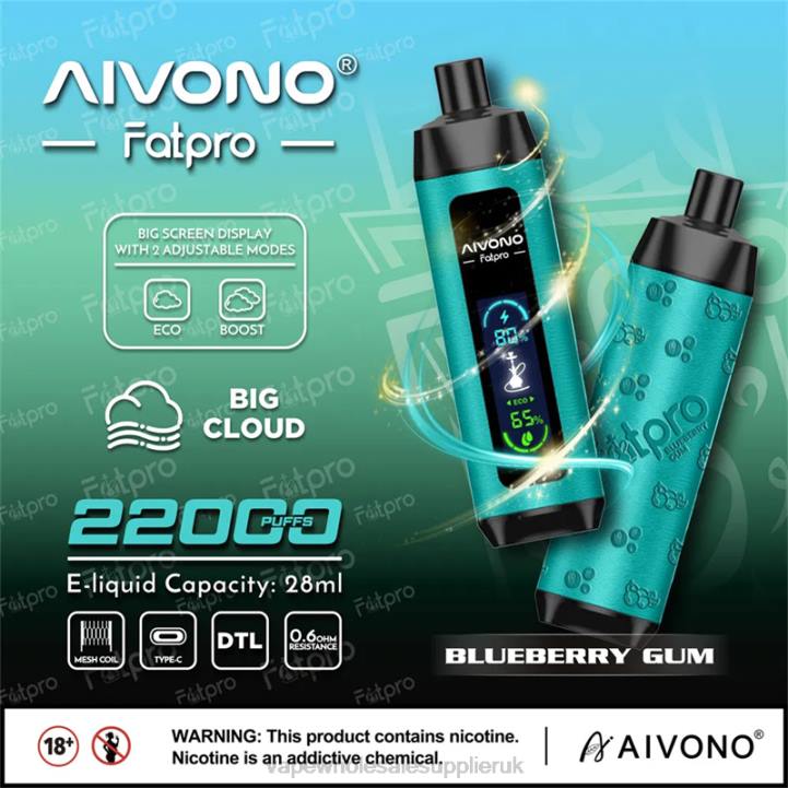 Aivono Fatpro 22000 Blueberry Gum - LRB49 Vape UK Wholesale