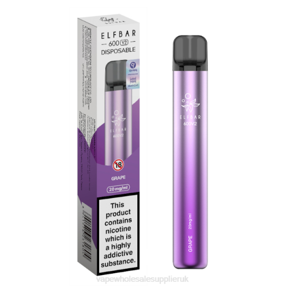 Vape Wholesale Near Me 022N284 | ELFBAR 600V2 Grape 20mg