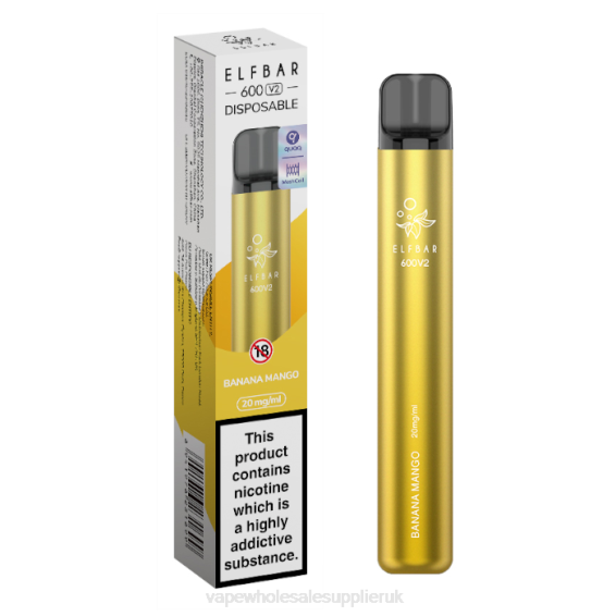 Vape Wholesale Supplier UK 022N273 | ELFBAR 600V2 Banana Mango 20mg