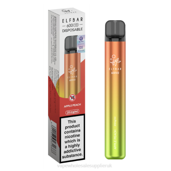 Vape Wholesale UK Manchester 022N270 | ELFBAR 600V2 Apple Peach 20mg