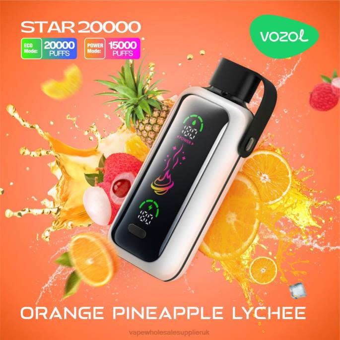 VOZOL STAR 20000 P4T815 ORANGE PINEAPPLE LYCHEE Vape Wholesale UK